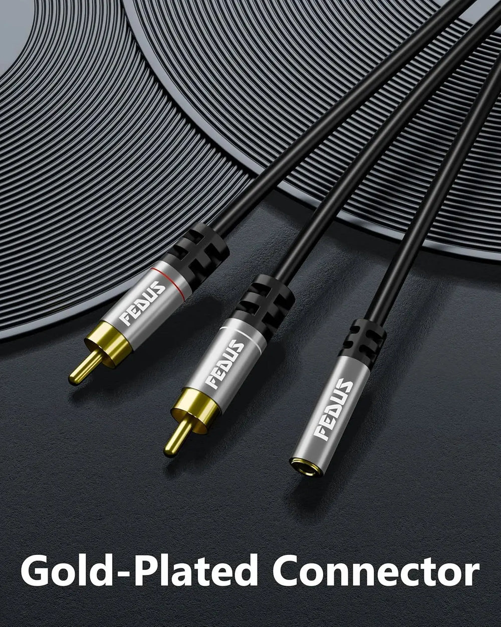FEDUS RCA to 3.5mm Female 3.5Mm to 2RCA Male Stereo Audio Cable Metal Shell 3.5 MM 1/8" TRS Stereo to Dual RCA Jack Adapter Y Cable for Smartphones, Headphone, MP3, Tablets,Home Theater FEDUS