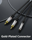 FEDUS RCA to 3.5mm Female 0.9ft/0.3M 3.5Mm to 2RCA Male Stereo Audio Cable Metal Shell 3.5 MM 1/8" TRS Stereo to Dual RCA Jack Adapter Y Cable for Smartphones, Headphone, MP3, Tablets,Home Theater