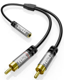 FEDUS RCA to 3.5mm Female 0.9ft/0.3M 3.5Mm to 2RCA Male Stereo Audio Cable Metal Shell 3.5 MM 1/8" TRS Stereo to Dual RCA Jack Adapter Y Cable for Smartphones, Headphone, MP3, Tablets,Home Theater