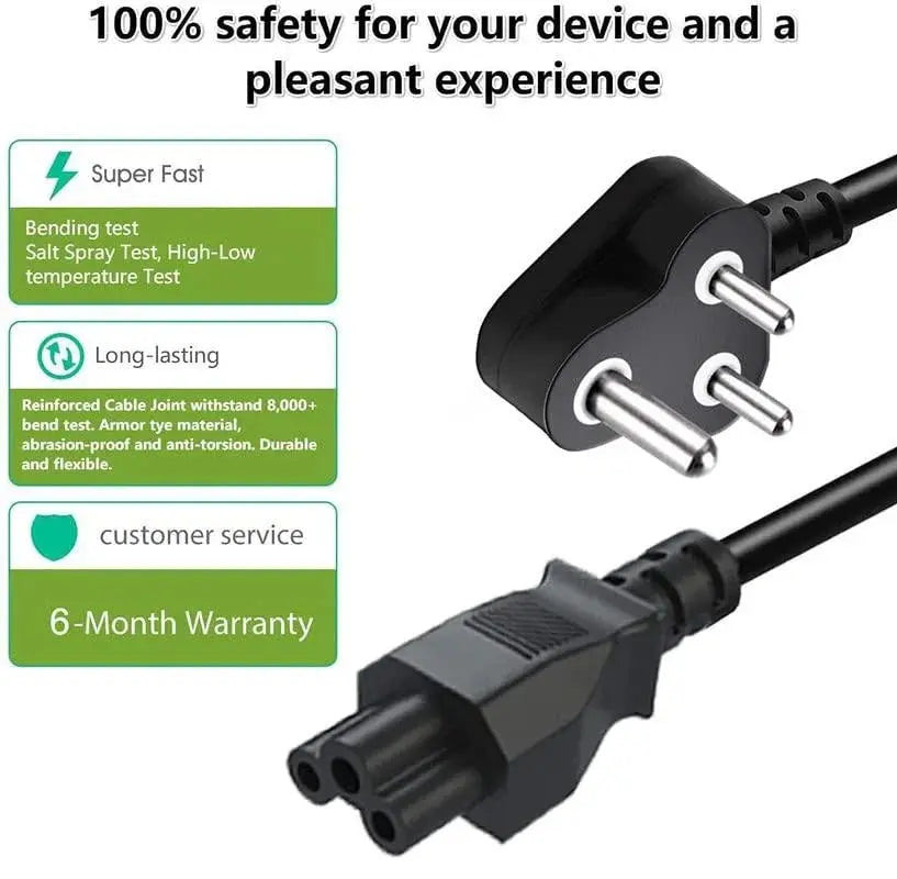 FEDUS 3 Pin AC Laptop Power Cord Cable Notebook Computer Replacement Charger Cord Wire 18AWG Laptop Adapter Power Cable Laptop Charger Power Cord Universal Mickey Mouse Connector Power Cord FEDUS