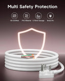 FEDUS Kord-X Legacy 3 Pin Plug Power Cord Open End Wire, 0.75 Sqmm 18AWG 3 Core Pure Copper Replacement Cable, 6A 1500W Heavy Duty Mains Lead for PC, Monitor, Printer, Fan & DIY Repair - White FEDUS