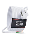 FEDUS Kord-X Legacy 3 Pin Plug Power Cord Open End Wire, 0.75 Sqmm 18AWG 3 Core Pure Copper Replacement Cable, 6A 1500W Heavy Duty Mains Lead for PC, Monitor, Printer, Fan & DIY Repair - White FEDUS