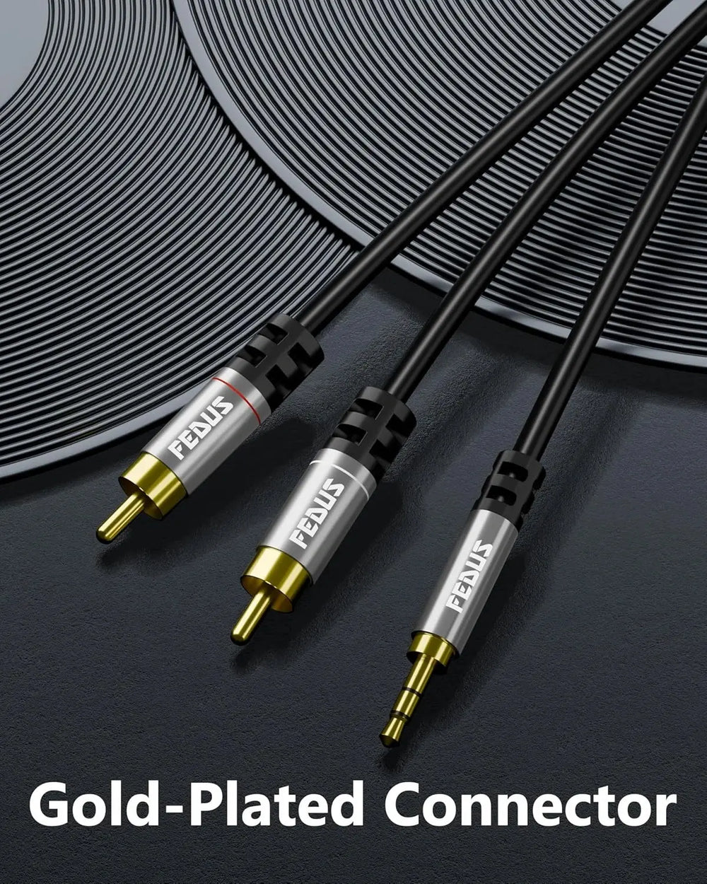 FEDUS 3.5mm to RCA Cable, Rca to 3.5 mm Male Audio Adapter 2RCA Gold Plated Shielded Stereo Y Braided Audio Adapter Cord AUX Cable for Smartphones, MP3, Tablets, Speakers, Home Theatre FEDUS