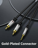FEDUS 3.5mm to RCA Cable 9.8ft/3M, Rca to 3.5 mm Male Audio Adapter 2RCA Gold Plated Shielded Stereo Y Braided Audio Adapter Cord AUX Cable for Smartphones, MP3, Tablets, Speakers, Home Theatre