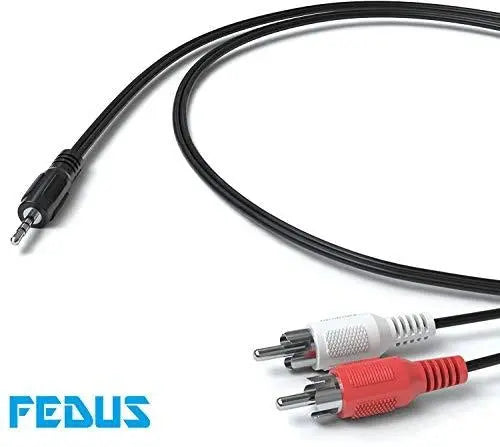 FEDUS 3.5mm Jack Stereo Audio Male to 2 RCA Male Cable AV Audio Video Cable TV-Out Cable Speaker Amplifier Connect RCA Audio Video TRS 3-Pole Male Plug to Dual RCA Male FEDUS