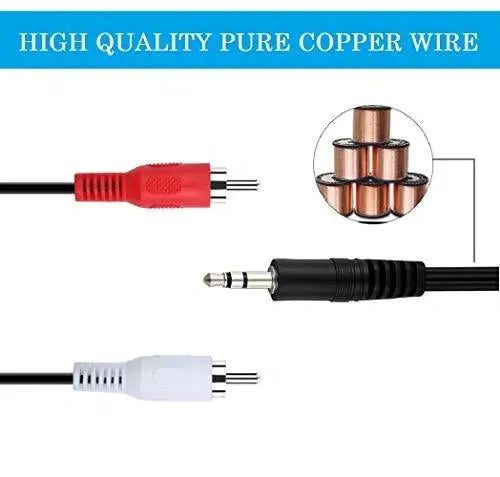 FEDUS 3.5mm Jack Stereo Audio Male to 2 RCA Male Cable AV Audio Video Cable TV-Out Cable Speaker Amplifier Connect RCA Audio Video TRS 3-Pole Male Plug to Dual RCA Male FEDUS