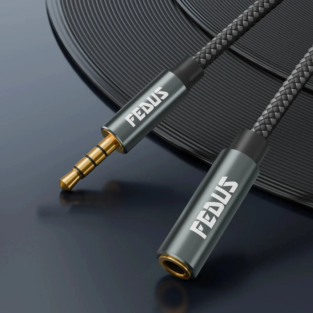 FEDUS 3.5 mm Male to Female Aux Extension Audio Cable with Microphone, Nylon Braided TRRS 4 Pole Stereo Audio Extender Cord Aux Cable for Car, Aux Cable for Speakers, Earphone Headphone, Phone Cheeku Technologies