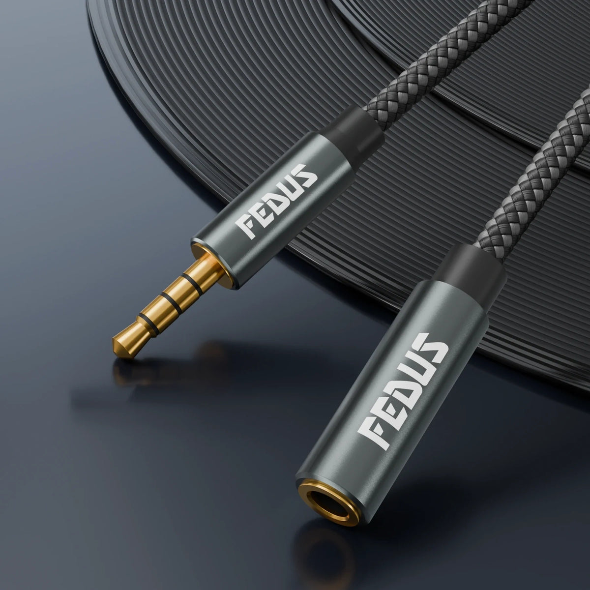 FEDUS 3.5 mm Male to Female Aux Extension Audio Cable with Microphone, Nylon Braided TRRS 4 Pole Stereo Audio Extender Cord Aux Cable for Car, Aux Cable for Speakers, Earphone Headphone, Phone