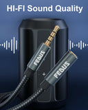FEDUS 3.5 mm Male to Female Aux Extension Audio Cable with Microphone, Nylon Braided TRRS 4 Pole Stereo Audio Extender Cord Aux Cable for Car, Aux Cable for Speakers, Earphone Headphone, Phone