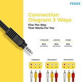 FEDUS 3 Meter 3.5mm to RCA Camcorder Handycam AV Audio Video Output Cable 3.5mm Stereo 1/8 TRRS to 3 RCA Male Plug AUX Cable Converter Splitter Cord for TV, Smartphones, MP3, Tablets