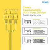 FEDUS 3 Meter 3.5mm to RCA Camcorder Handycam AV Audio Video Output Cable 3.5mm Stereo 1/8 TRRS to 3 RCA Male Plug AUX Cable Converter Splitter Cord for TV, Smartphones, MP3, Tablets