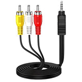 FEDUS 3 Meter 3.5mm to RCA Camcorder Handycam AV Audio Video Output Cable 3.5mm Stereo 1/8 TRRS to 3 RCA Male Plug AUX Cable Converter Splitter Cord for TV, Smartphones, MP3, Tablets