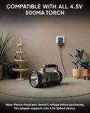 FEDUS URJA 4.5 Volt 500mah Torch Light Charger DC Power Supply Adapter, Dual Pin Compatible with All Rechargeable Torches and Emergency Lights & Electronics Products Up to 4.5V 500 Mah