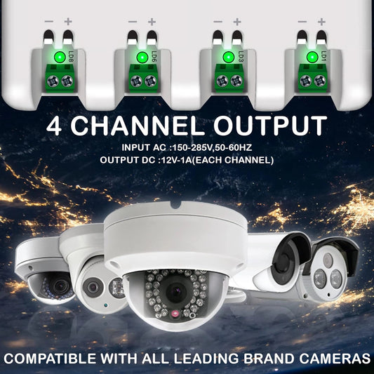 FEDUS 4 Channel SMPS for CCTV, Power Supply Adapter for up to 4 CCTV Security Cameras, CCTV Power Supply SMPS, Power Supply Adapter for Video Surveillance Camera System, CCTV, Dome, Bullet Cameras