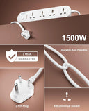 FEDUS Surge Protector, 4 Universal Sockets with Individual Switch, Long Cable, Extension Board Cord, Automatic Overload Protection, Fireproof Power Strip Switch Board, Spike Guard, White