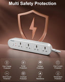 FEDUS Surge Protector, 4 Universal Sockets with Individual Switch, Long Cable, Extension Board Cord, Automatic Overload Protection, Fireproof Power Strip Switch Board, Spike Guard, White