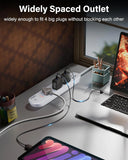 FEDUS Surge Protector, 4 Universal Sockets with Individual Switch, Long Cable, Extension Board Cord, Automatic Overload Protection, Fireproof Power Strip Switch Board, Spike Guard, White
