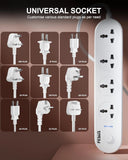 FEDUS Surge Protector, 4 Universal Sockets with Individual Switch, Long Cable, Extension Board Cord, Automatic Overload Protection, Fireproof Power Strip Switch Board, Spike Guard, White