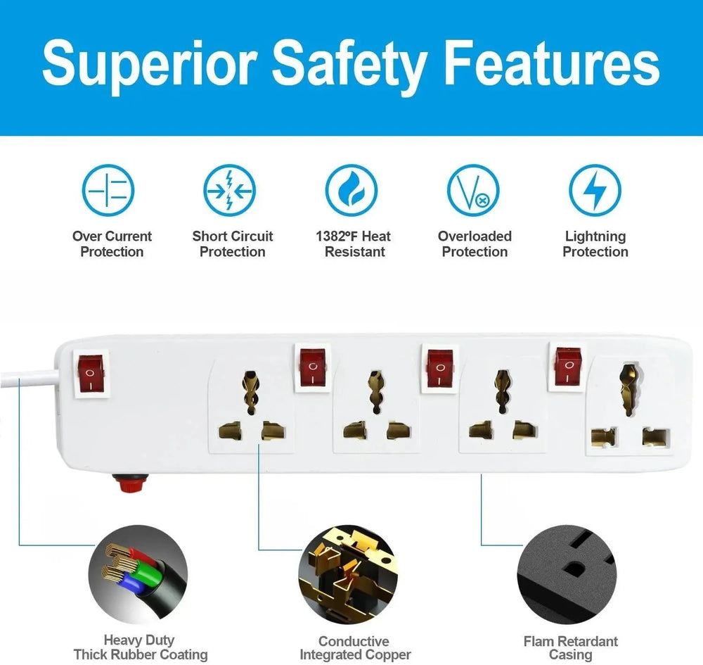 FEDUS Switch Board Extension, Extension Boards with Switch, Extension Cords, Extension Board with Long Wire, Extension Board for Computer, Surge Protectors Spike Buster, Switch Board Organizer 4M/13F FEDUS