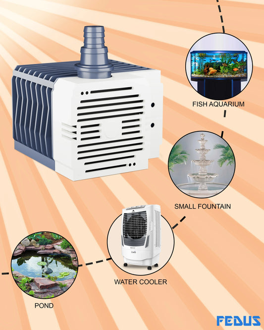 FEDUS 40 Watt Cooler Pump Water Pump, Submersible Pump For Aquarium, Fountain Pump, Cooler Water Pump, Cooler Water Pump, Fountain Motor Pump Small, aquarium water pump for Desert Air Cooler, Aquarium, Grey