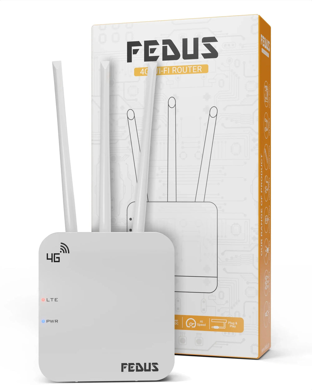 FEDUS 4G Mobile Sim Based Router with 5dbi Triple Antenna 150 Mbps Speed Plug and Play Unlocked Wi-Fi Router with SIM Card Slot No Configuration Required Support All 4G Sim Card, NVR, DVR, WiFi Camera Cheeku Technologies