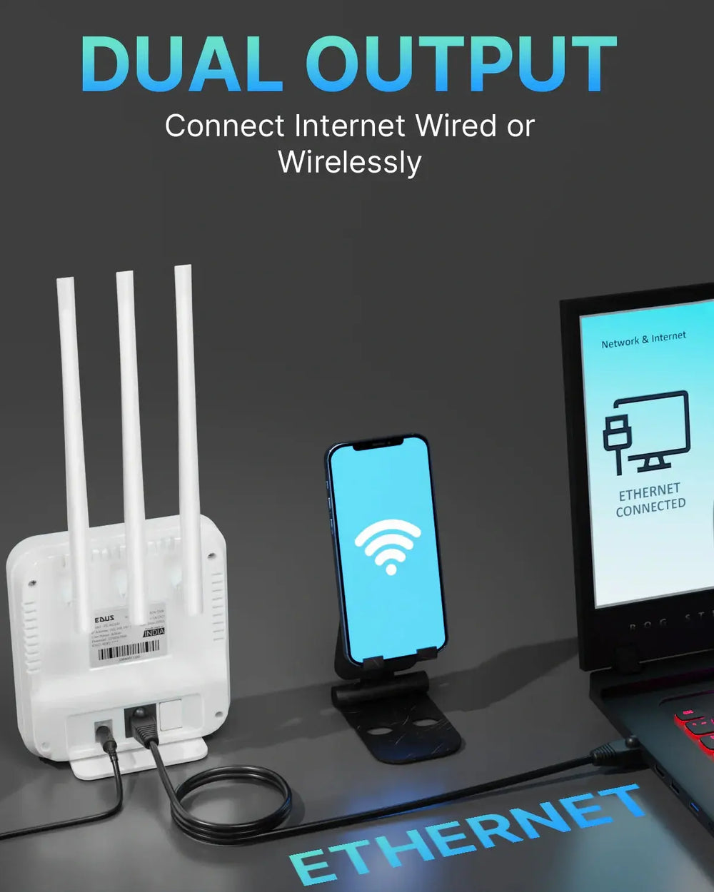FEDUS 4G Mobile Sim Based Router with 5dbi Triple Antenna 150 Mbps Speed Plug and Play Unlocked Wi-Fi Router with SIM Card Slot No Configuration Required Support All 4G Sim Card, NVR, DVR, WiFi Camera Cheeku Technologies