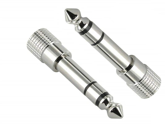 FEDUS 6.35mm Stereo Male to 3.5mm Female Stereo Jack Headphone Adapter Converter - (Pack of 2) Silver