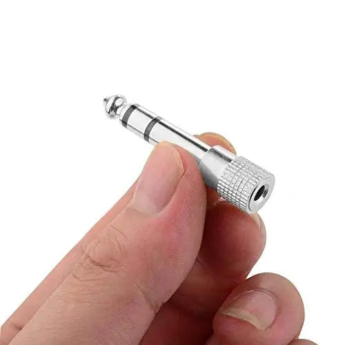 FEDUS 6.35mm Stereo Male to 3.5mm Female Stereo Jack Headphone Adapter Converter - (Pack of 2) Silver FEDUS
