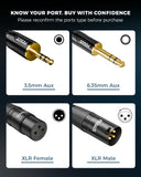 FEDUS 6.35mm (1/4 Inch) Mono Male to XLR Female Cable, Gold-Plated Heavy Duty Oxygen-Free Copper Shielded Audio Patch Cord for Microphones, Speakers, Guitars DJ Mixers Amplifiers Studio Recording 3M
