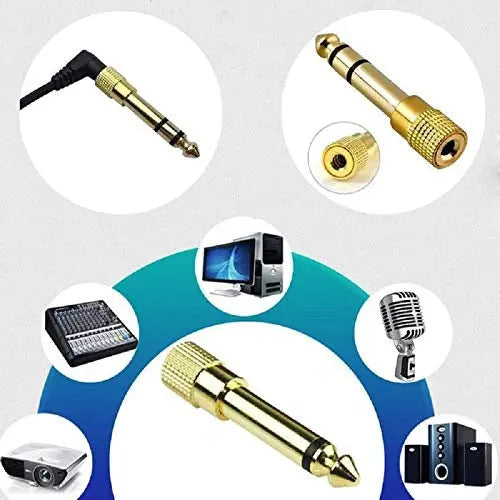 FEDUS 6.35mm Stereo Male to 3.5mm Female Stereo Jack Headphone Adapter Converter Pack of 1 FEDUS