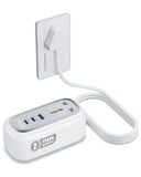 FEDUS 67W GaN Travel Power Adapter Strip Compact Extension Board with USB Ports 4ft Long Retractable Cable Cord, 2 Type C, 1 USB Ports, 2 International Power Sockets, 2500W for Laptop, Home Appliances