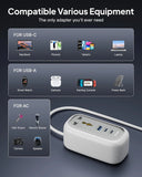 FEDUS 67W GaN Travel Power Adapter Strip Compact Extension Board with USB Ports 4ft Long Retractable Cable Cord, 2 Type C, 1 USB Ports, 2 International Power Sockets, 2500W for Laptop, Home Appliances