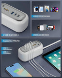 FEDUS 67W GaN Travel Power Adapter Strip Compact Extension Board with USB Ports 4ft Long Retractable Cable Cord, 2 Type C, 1 USB Ports, 2 International Power Sockets, 2500W for Laptop, Home Appliances