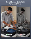 FEDUS 67W GaN Travel Power Adapter Strip Compact Extension Board with USB Ports 4ft Long Retractable Cable Cord, 2 Type C, 1 USB Ports, 2 International Power Sockets, 2500W for Laptop, Home Appliances