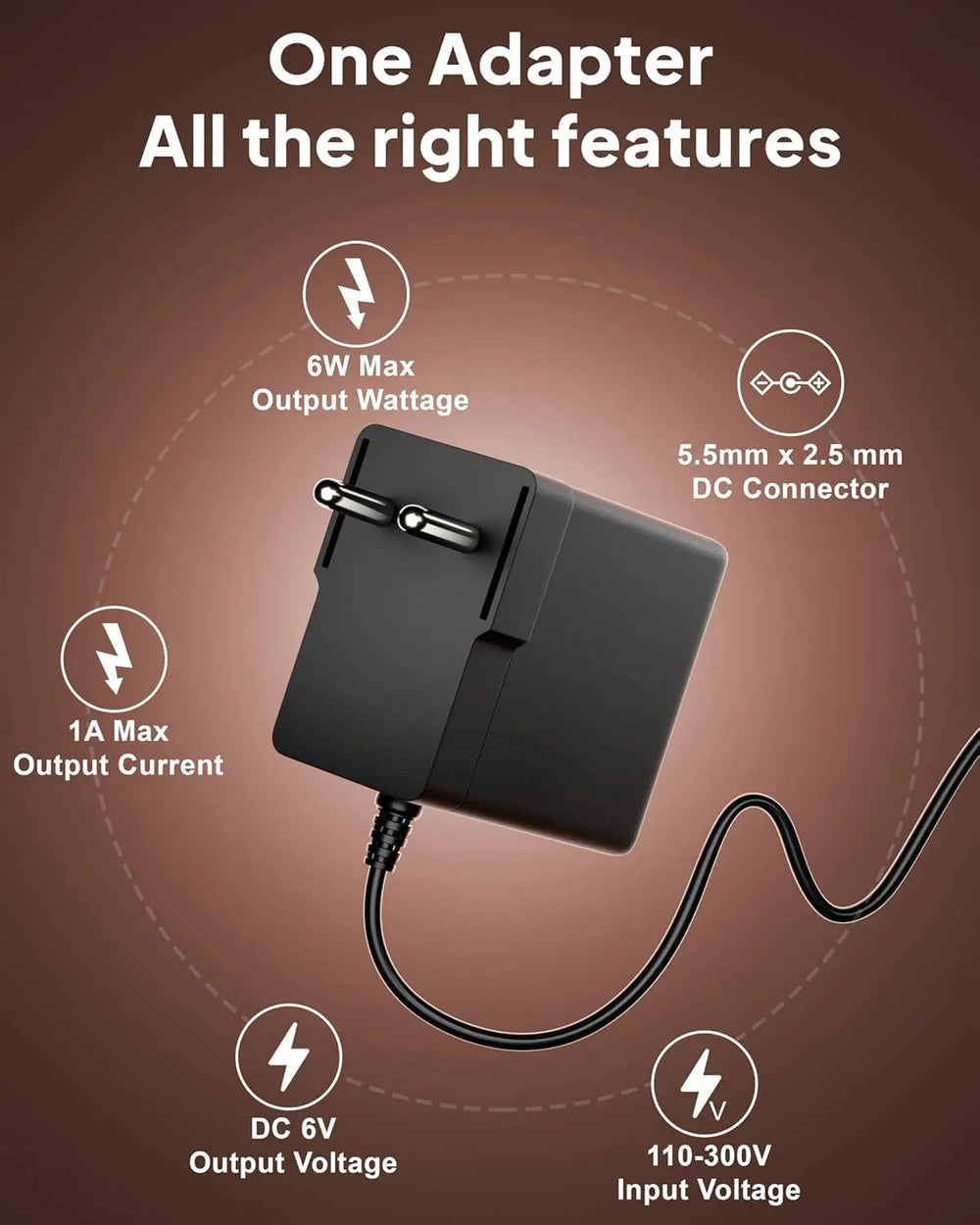 FEDUS 6v Adapter Charger for Kids Ride on Car Toys, 6 Volt Battery Charger with Charging Indicator & Auto-Cut Off Battery Power Adaptor for Kids Electric Car Children Mercedes, BMW, Audi, Motorcycle, Jeep FEDUS