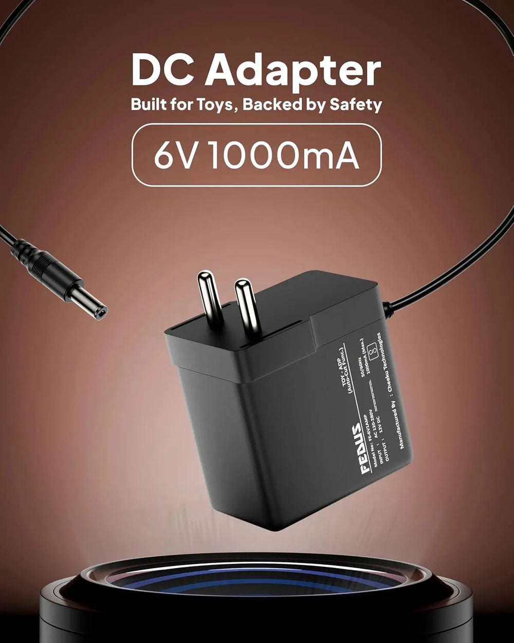FEDUS 6v Adapter Charger for Kids Ride on Car Toys, 6 Volt Battery Charger with Charging Indicator & Auto-Cut Off Battery Power Adaptor for Kids Electric Car Children Mercedes, BMW, Audi, Motorcycle, Jeep FEDUS
