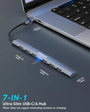 FEDUS 3.0 USB C Hub, 7 in 1 Type C Multi USB Connector Adapter with USB 3.0 and USB 2.0 Ports, USB Expander for Laptop, Mobile, Pc, Printers, Flash Drive, MacBooks, HDD, Camera, Keyboard,Mouse