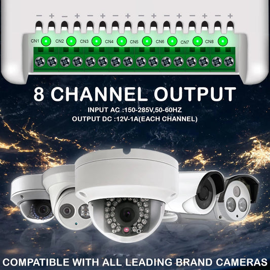 FEDUS 8 Channel SMPS for CCTV, Power Supply Adapter for up to 8 CCTV Security Cameras, CCTV Power Supply SMPS, Power Supply Adapter for Video Surveillance Camera System, CCTV, Dome, Bullet Cameras