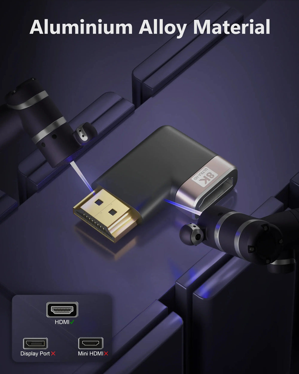 FEDUS 8K Ultra HD HDMI Connector 90 Degree L Shape Flat HDMI Male to Female Converter Left Angle HDMI Adapter Extender for TV Led LCD TV Stick, Xbox, PS4 PS5, Supports 3D HDR, eARC, 8K@60Hz 4K@144Hz Cheeku Technologies