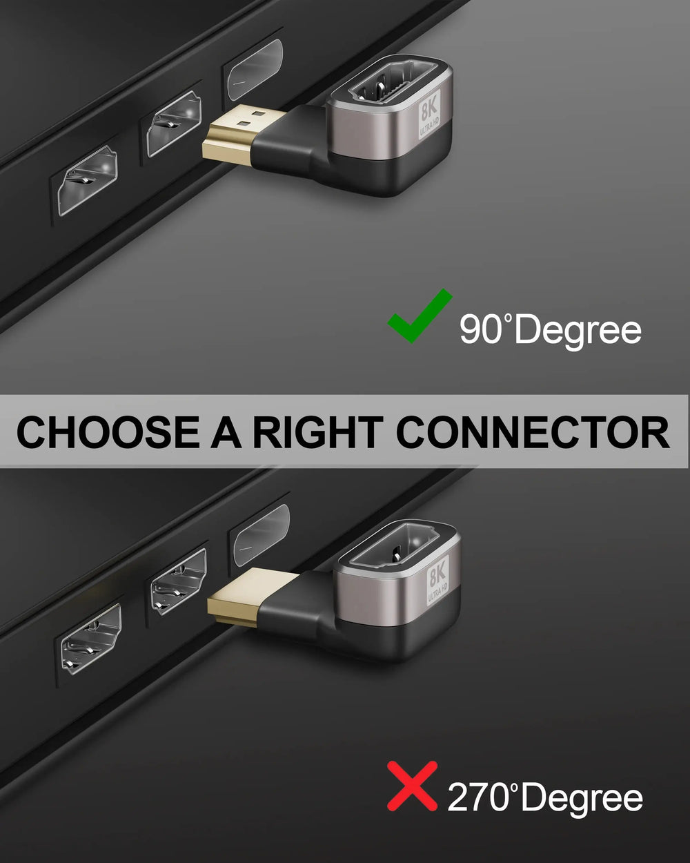 FEDUS 8K Ultra HD HDMI Connector 90 Degree L Shape HDMI Male to Female Converter Right Angle HDMI Adapter Extender for TV Led LCD TV Stick, Xbox, PS3 PS4 PS5, Supports 3D HDR, eARC, 8K@60Hz 4K@144Hz Cheeku Technologies