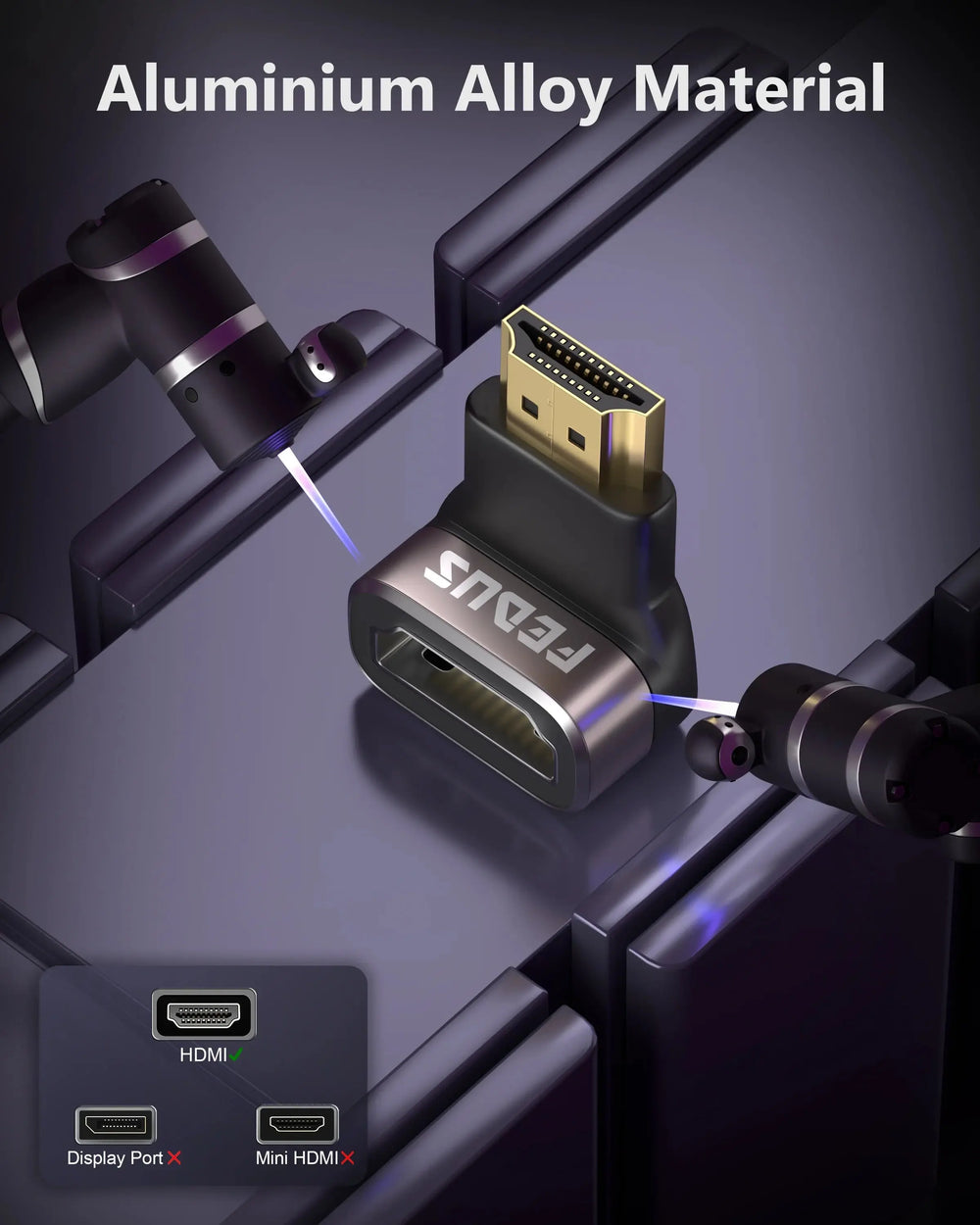 FEDUS 8K Ultra HD HDMI Connector 90 Degree L Shape HDMI Male to Female Converter Right Angle HDMI Adapter Extender for TV Led LCD TV Stick, Xbox, PS3 PS4 PS5, Supports 3D HDR, eARC, 8K@60Hz 4K@144Hz Cheeku Technologies