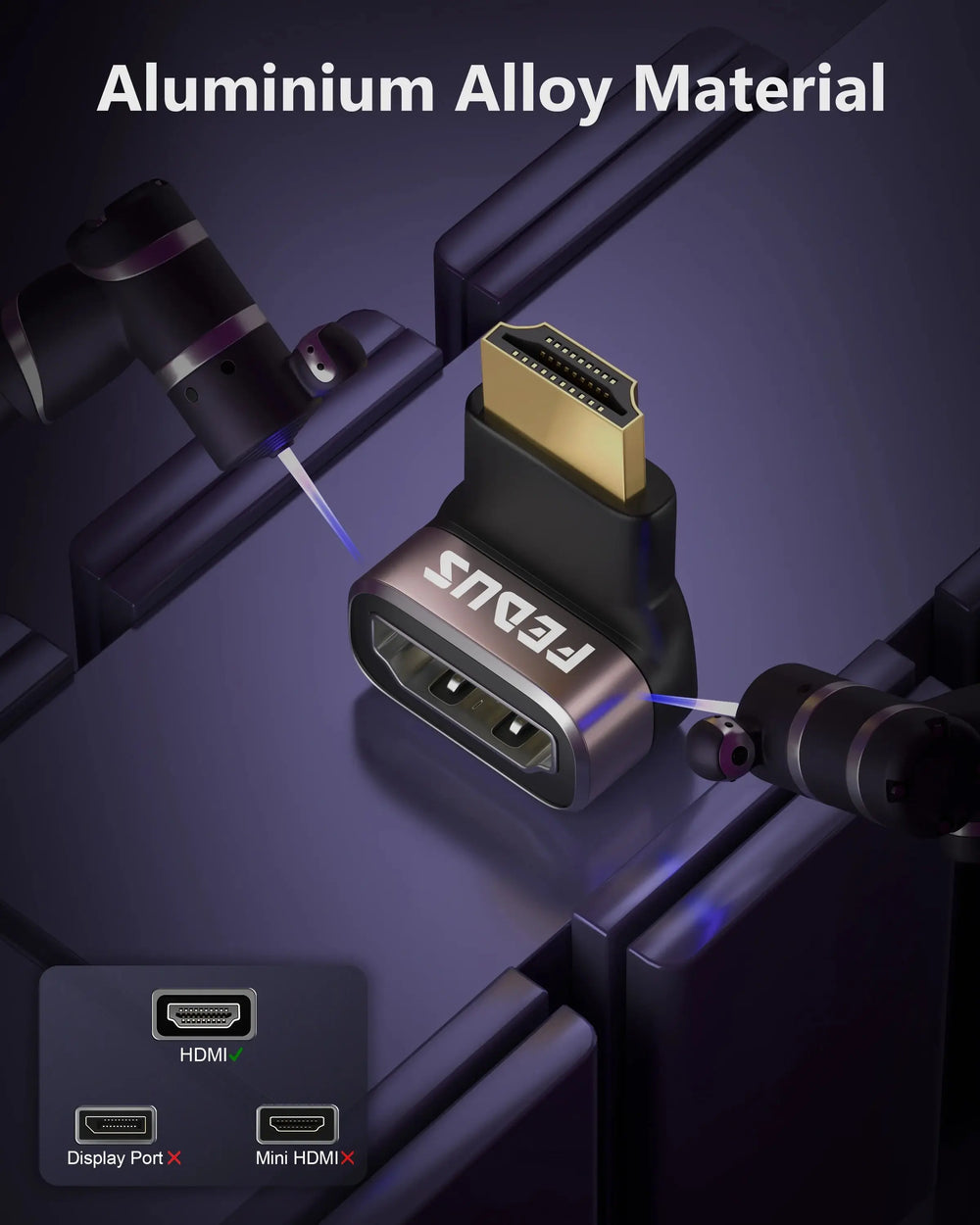 FEDUS 8K Ultra HD HDMI Connector 270 Degree L Shape HDMI Male to Female Converter Right Angle HDMI Adapter Extender for TV Led LCD TV Stick, Xbox, PS3 PS4 PS5, Supports 3D HDR, eARC, 8K@60Hz 4K@144Hz Cheeku Technologies