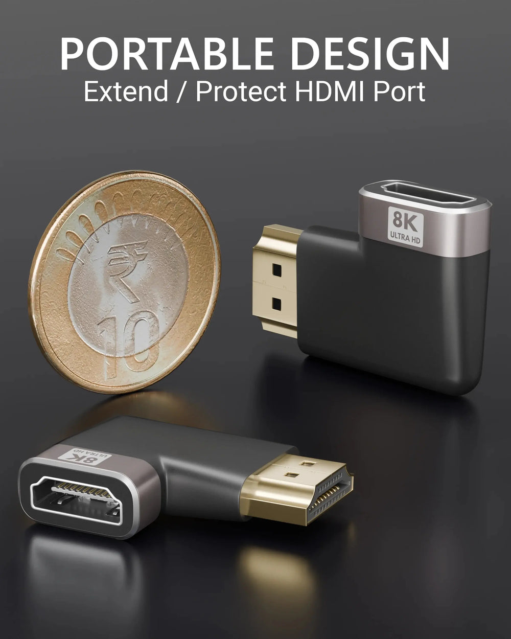 FEDUS 8K Ultra HD HDMI Connector 90 Degree L Shape Flat HDMI Male to Female Converter Right Angle HDMI Adapter Extender TV Led LCD TV Stick, Xbox, PS3 PS4 PS5, Supports 3D HDR, eARC, 8K@60Hz 4K@144Hz Cheeku Technologies