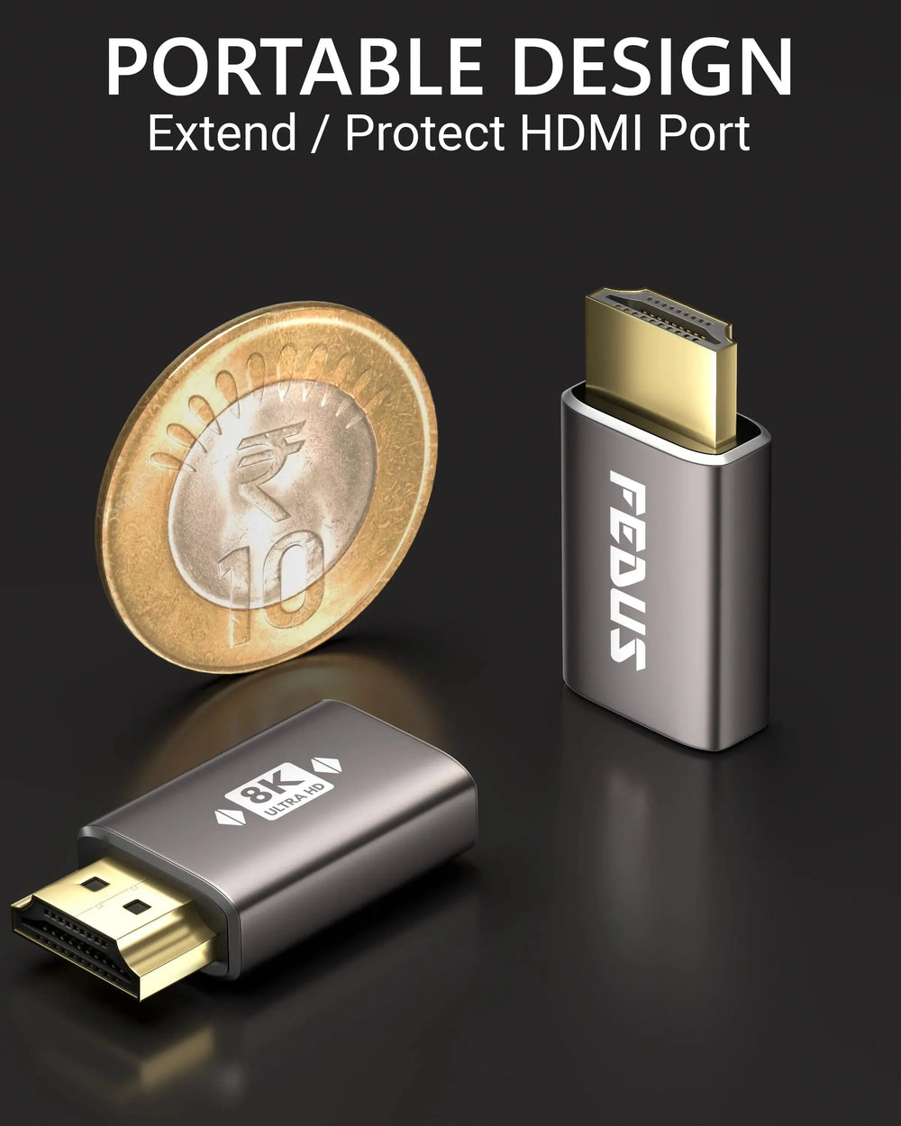 FEDUS 8K Ultra HD HDMI Connector HDMI Male to Female Converter, HDMI Extension, HDMI 2.1 Adapter Extender for TV Led LCD TV Stick, Xbox, PS4 PS5, Supports 3D HDR, eARC, 8K@60Hz 4K@144Hz Cheeku Technologies