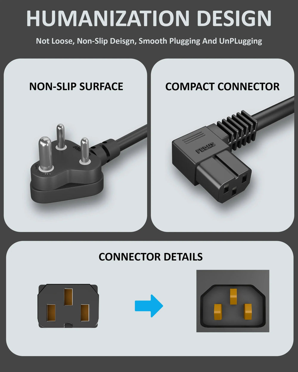 FEDUS 90 Degree L Shape 3 Pin Computer Power Cable Cord for Desktops, PC and Printers/Monitor SMPS Power Cable IEC Mains Power Cable Black FEDUS