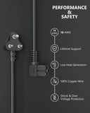 FEDUS 90 Degree L Shape 3 Pin Computer Power Cable Cord for Desktops, PC and Printers/Monitor SMPS Power Cable IEC Mains Power Cable Black
