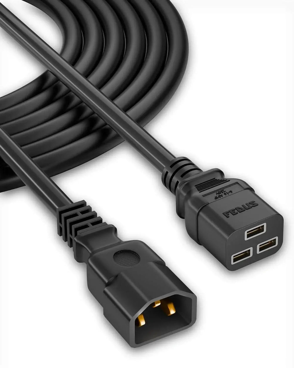 FEDUS AC Power Cord 3 Prong C14 Male to C19 Female 9.8Ft 250V 16A Heavy Duty PDU Power Extension Cable for Computer Printer Monitor Servers/Routers/Network Switches/Blade Server Enclosures/Data Rack FEDUS