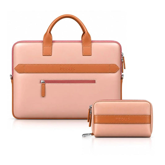FEDUS Aurum Dusty Coral Laptop Bag Vegan Leather Handbag Crossbody Messenger Bag Slim Vintage Professional Business Briefcase Water Resistant Multiple Compartment Organisers & Accessories Pocket FEDUS