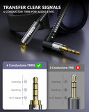 FEDUS Bass-X 3.5mm Male to Female Audio Extension Cable with Mic Support, 90 Degree L-Shape TRRS 4 Pole Conductor Stereo Aux Cord, Extender for Laptop, Phone, Car, Gaming, Speakers, Headphone