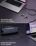 FEDUS Bass-X 3.5mm Male to Female Audio Extension Cable with Mic Support, 90 Degree L-Shape TRRS 4 Pole Conductor Stereo Aux Cord, Extender for Laptop, Phone, Car, Gaming, Speakers, Headphone